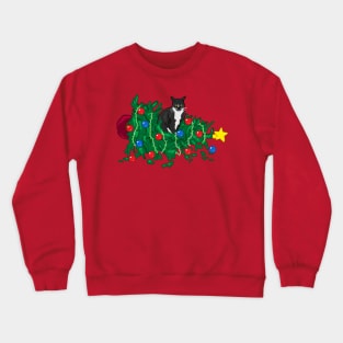 Cat Hates Your Tree - tuxedo Crewneck Sweatshirt